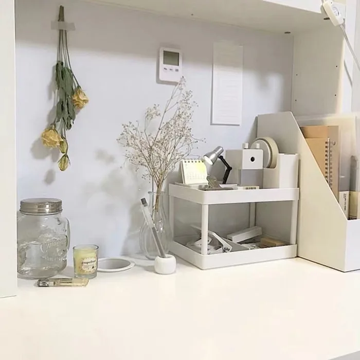 Kệ trắng 2 tầng decor bàn học phong cách Hàn Quốc | Shopee Việt Nam