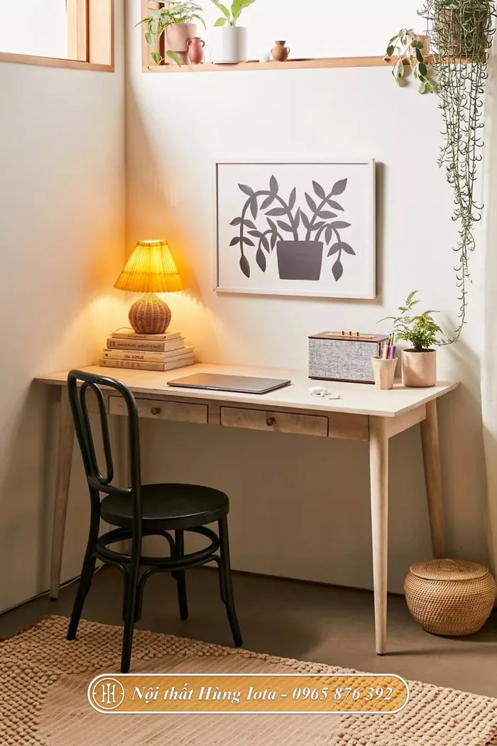 Bàn học đơn giản tại nhà có ngăn kéo nhỏ decor màu gỗ giá rẻ BGD22