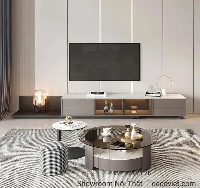 Kệ Để Tivi Phòng Khách 35T | Kệ Tivi Đẹp Hiện Đại Mặt Đá!