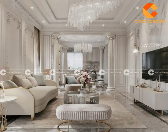 99+ mẫu thiết kế phòng khách tân cổ điển đẹp nhất hiện nay