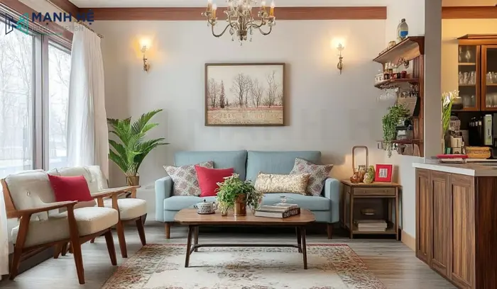 25 Mẫu decor phòng khách nhỏ vintage đẹp, đơn giản ấn tượng