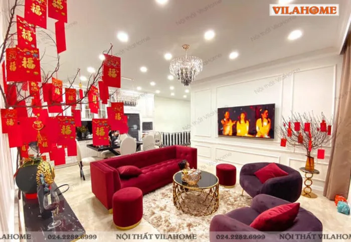 Decor phòng khách ngày Tết theo phong cách chuẩn 