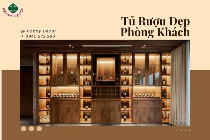 20 Mẫu Tủ Rượu Đẹp, Hiện Đại Nhất Cho Phòng Khách 2025
