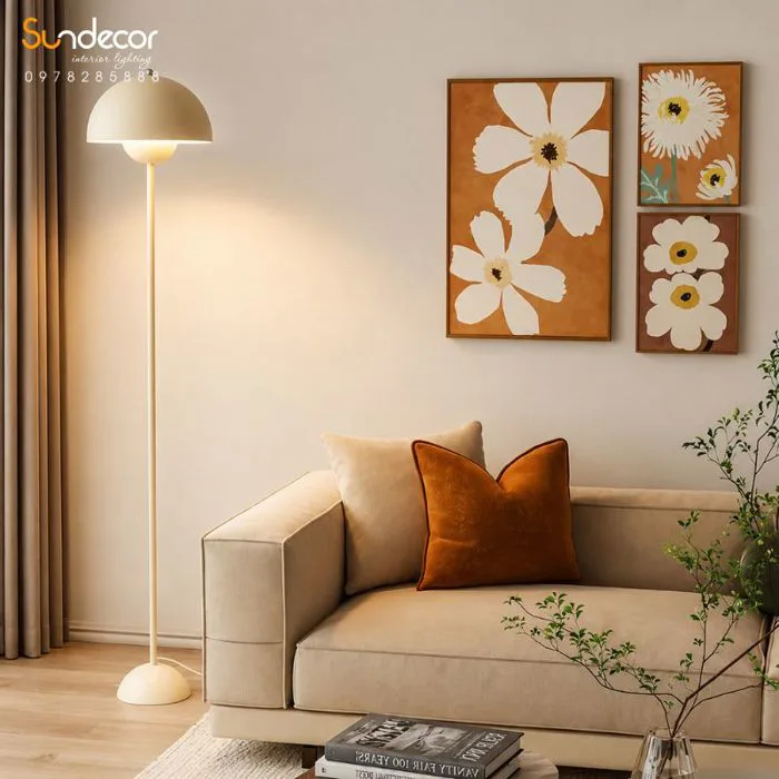 Đèn cây decor hình nấm màu kem be - SP081174