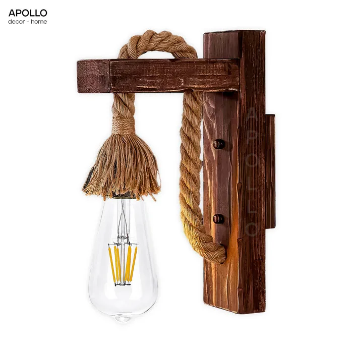 Đèn tường gỗ dây thừng Decor trang trí DGT 5807A
