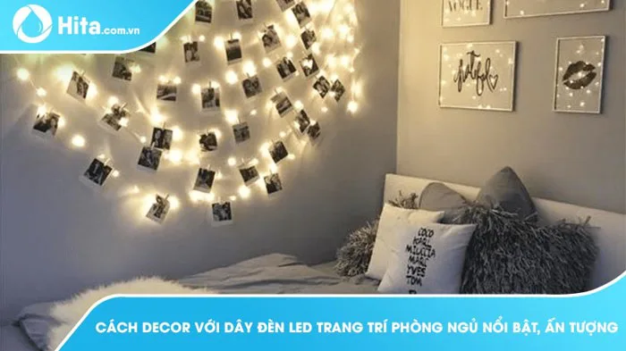 Cách decor với dây đèn led trang trí phòng ngủ nổi bật, ấn tượng
