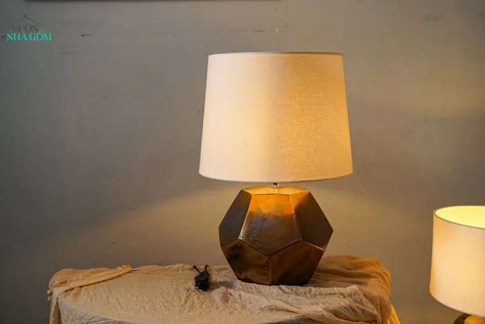 Bộ Đèn Gốm Kim Khối - Đèn Decor, Phòng Ngủ, Phòng Khách - Có điều chỉnh ánh  sáng.