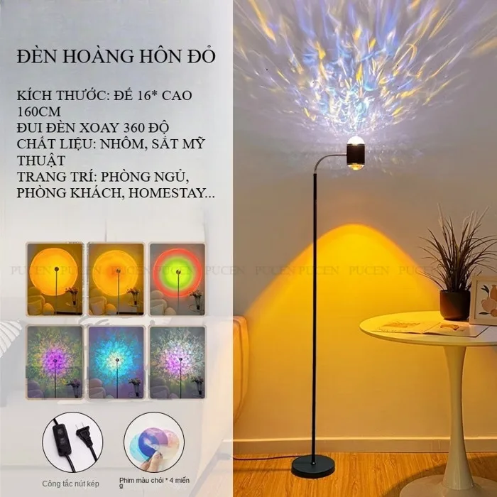 Đèn hoàng hôn gợn sóng, đèn Sunset sống ảo chiếu Phòng Ngủ, Chiếu  Livestream, Hiệu Ứng Hoàng Hôn, Decor Độc Đáo ZINIA