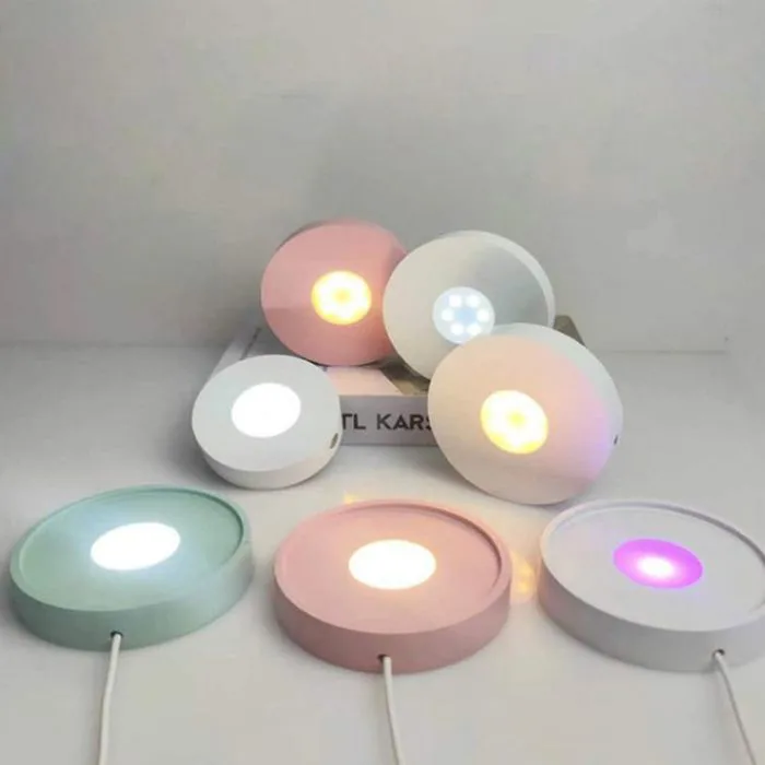 Đèn LED Đế Gỗ Hình Tròn Đựng Ly Nước, Cocktail Decor