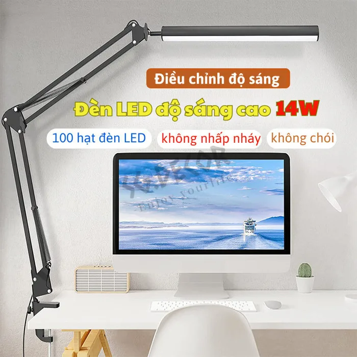 12W Mới Đèn Led bàn học bảo vệ mắt SG DECOR kẹp bàn gấp gọn Đèn kẹp bàn  điều chỉnh kích thước phổ rộng cao cấp