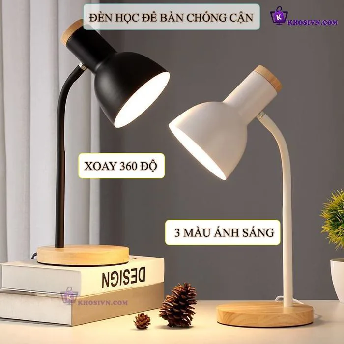 Đèn Học Cắm Điện Để Bàn Đế Gỗ Chống Cận Bảo Vệ Mắt Không Kèm Bóng D1006