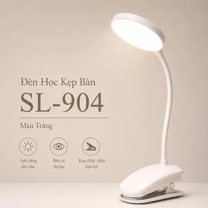 Đèn Học Tích Điện Kẹp Bàn Để Bàn Đọc Sách Decor Bàn Học Bàn Làm Việc 3 Màu  Ánh Sáng SL-904