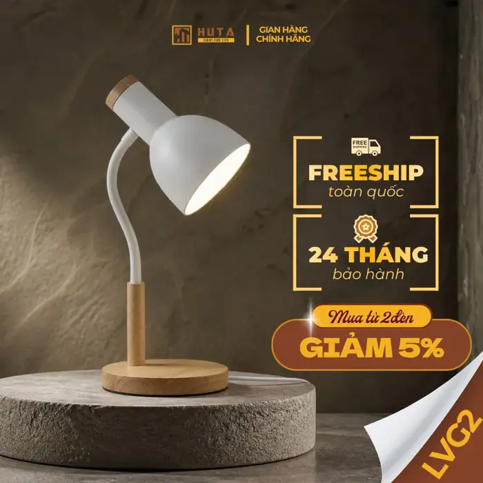 Đèn bàn học HUTA Light For Life LVG2 Bóng Led 3 Màu Sáng, Decor Phòng, Đèn