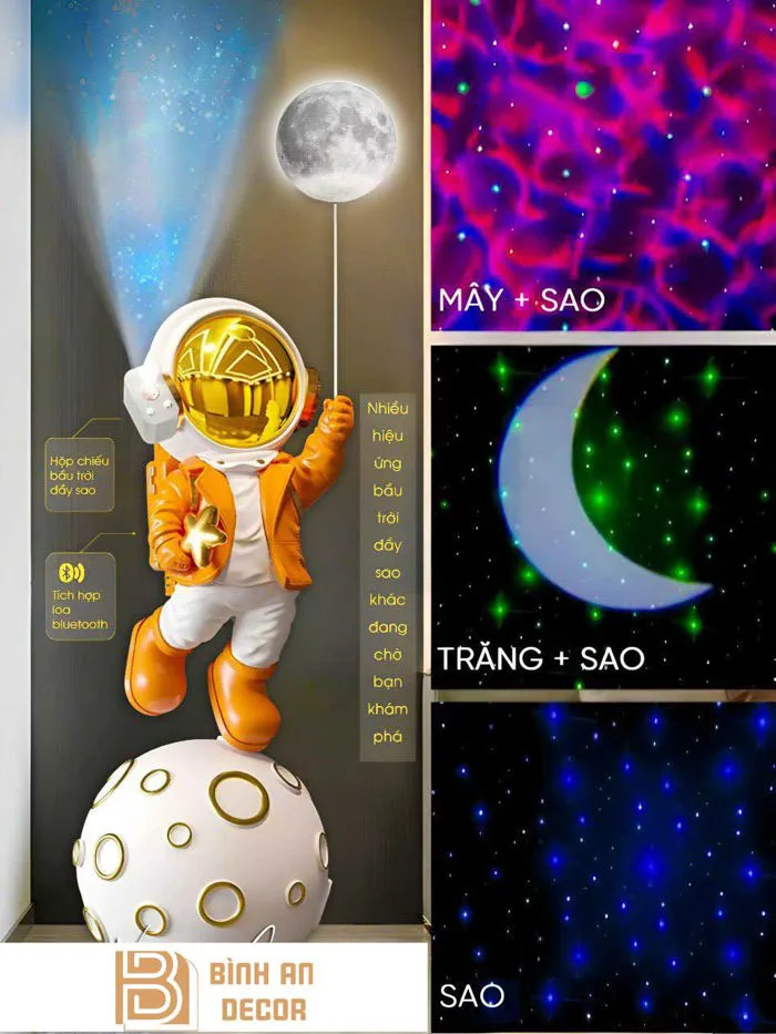 Mô Hình Trang Trí Tượng Phi Hành Gia Đèn Chiếu Thiên Hà