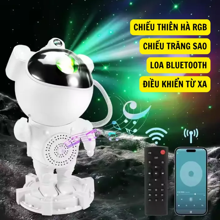 Đèn phi hành gia V4 THT Đèn cực quang Nháy theo nhạc có Loa bluetooth hình  phi hành gia đèn chiếu trần đèn ngủ decor