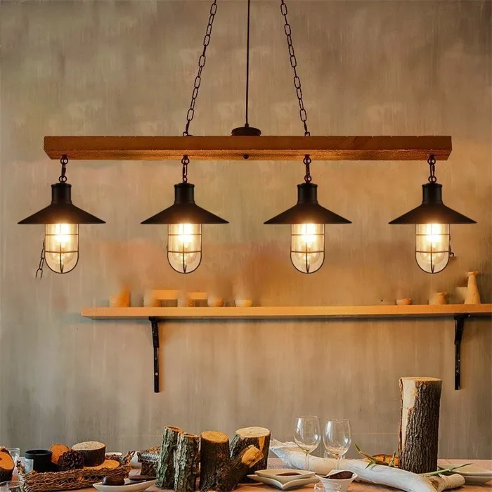 Đèn thả gỗ kiểu ngang trang trí thả bàn ăn, nhà hàng TAG 04 - Đèn Trang Trí  An An Decor