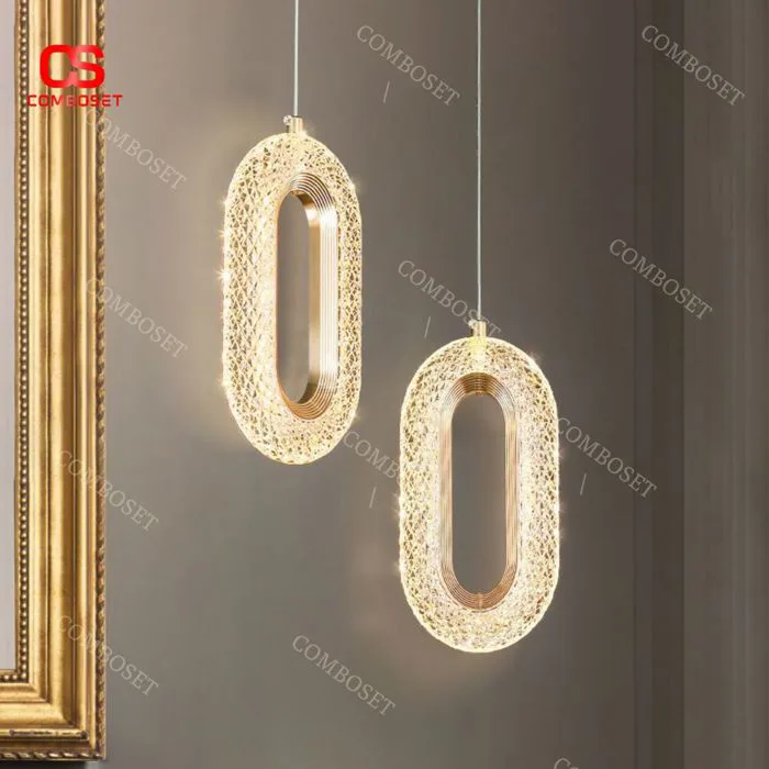 Đèn Thả Trần Pha Lê Hình Bầu Dục, Đèn Treo Điều Chỉnh Độ Dài