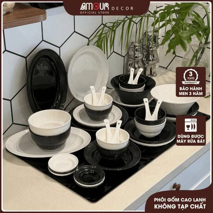 Bộ bát đĩa gốm sứ Tịnh Sắc phong cách Bắc Âu - TC87