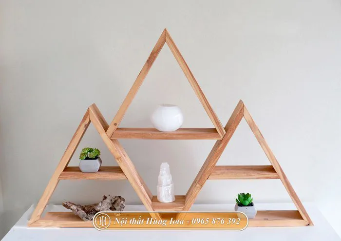 Kệ gỗ hình tam giác xếp chồng đựng đồ decor đẹp độc đáo, giá rẻ KG65