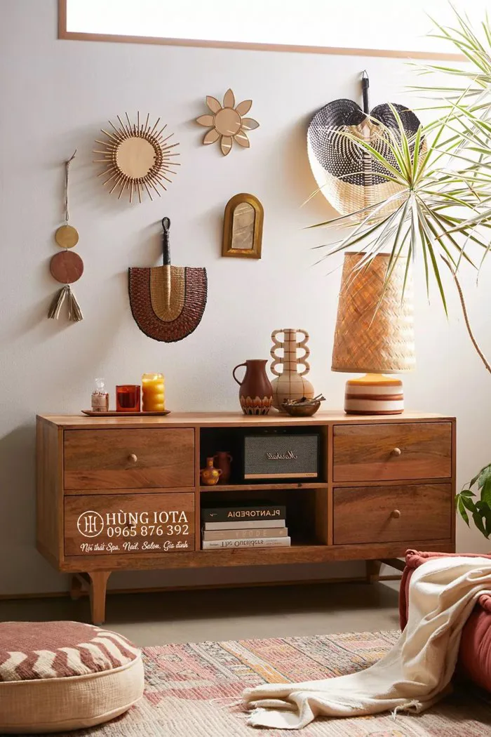 Tủ gỗ 6 ngăn decor phòng khách, phòng ngủ TDD84 đẹp thanh lịch