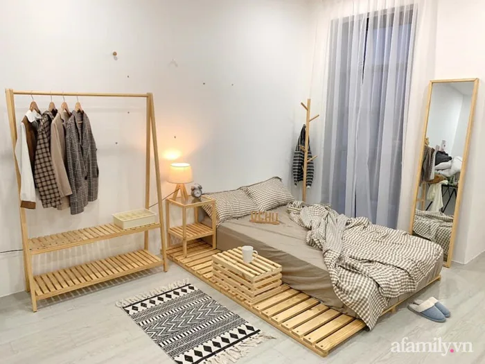 Decor cho phòng ngủ 20m² cho cô nàng độc thân đi thuê trọ chỉ với hơn 3  triệu đồng