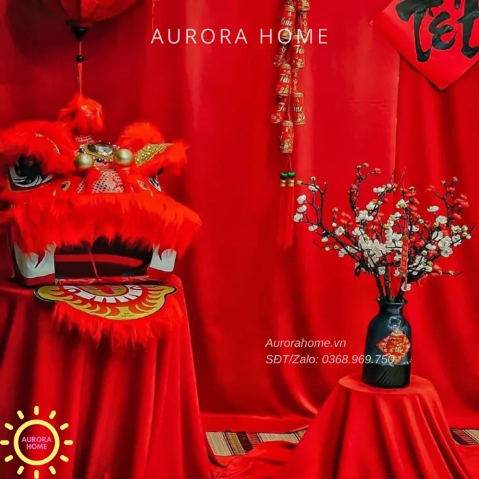 Vải nhung đỏ trang trí Tết (5m) | Aurora Home