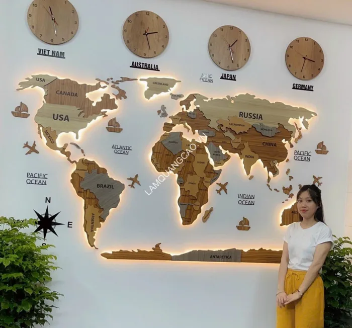 Bản đồ thế giới treo tường đèn led