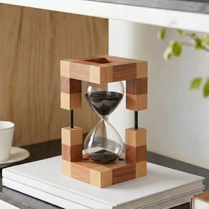 Đồng Hồ Cát Khung Gỗ Nghệ Thuật Decor Hiện Đại Để Bàn