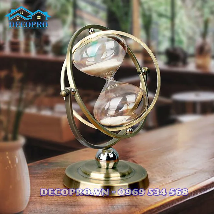 Đồng Hồ Cát Decor Địa Cầu Hợp Kim Trang Trí - Decopro.vn