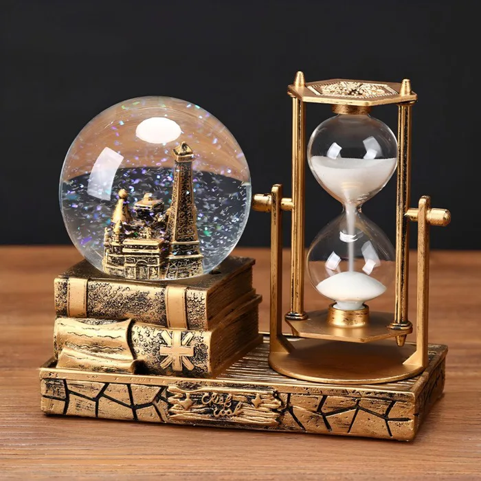 Đồng hồ cát kèm quả cầu pha lê phát sáng 7 màu, trang trí, decor hoặc làm  quà tặng, quà valentine.