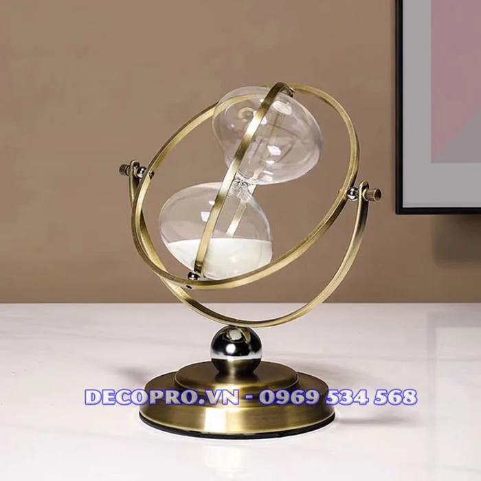Đồng Hồ Cát Decor Địa Cầu Hợp Kim Trang Trí - Decopro.vn