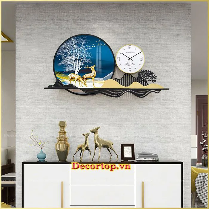Đồng hồ trang trí phòng khách trang tráng gương DDH033