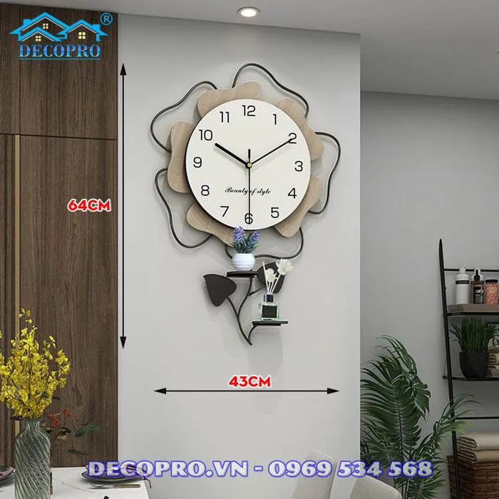 Đồng hồ treo tường Hoa decor hiện đại - Quà mừng tân gia nhà mới