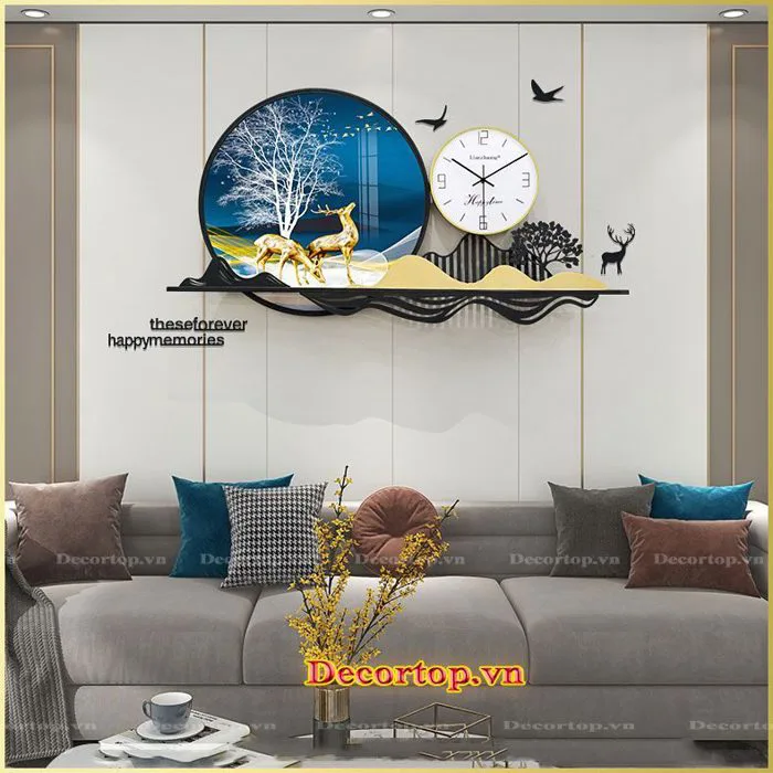 Đồng hồ trang trí phòng khách trang tráng gương DDH033