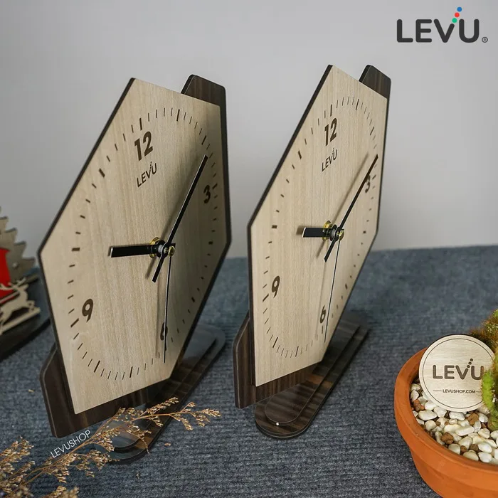 Đồng hồ để bàn bằng Gỗ trang trí sang trọng đẳng cấp LEVU-DH19 • LEVUSHOP