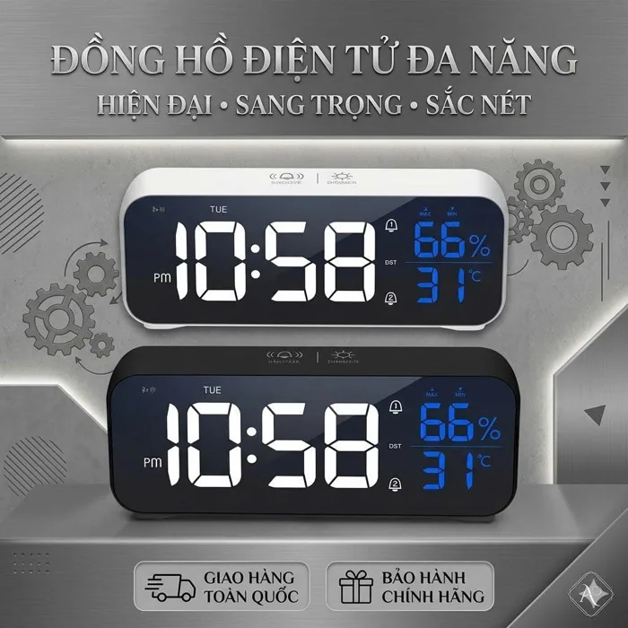 Đồng Hồ LED Decor Bàn Học Góc Làm Việc Mặt Gương Sang Trọng Hiển Thị Giờ  Ngày Nhiệt Độ