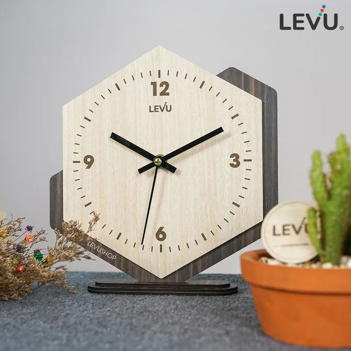 Đồng hồ để bàn bằng Gỗ trang trí sang trọng đẳng cấp LEVU-DH19 • LEVUSHOP