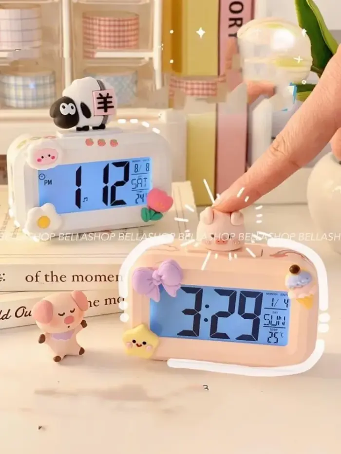 MUA 2 GIẢM 5%]Đồng Hồ Mini Để Bàn Báo Thức Hẹn Giờ Có Đèn Led Cute Trang Trí  Decor Bàn Học Đồng Hồ Hẹn Giờ Hình Vuông Màu Hồng Trắng Đồng Hồ