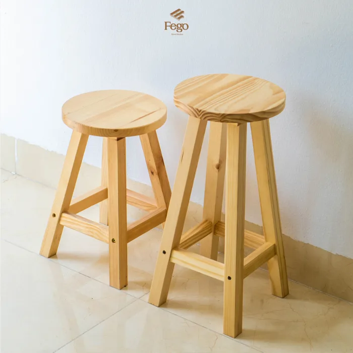 Ghế Đôn Tròn Gỗ Thông FEGO Cao 45cm/60cm - Ghế Bàn Ăn, Ghế Cafe, Đôn Gỗ  Decor Đa Năng