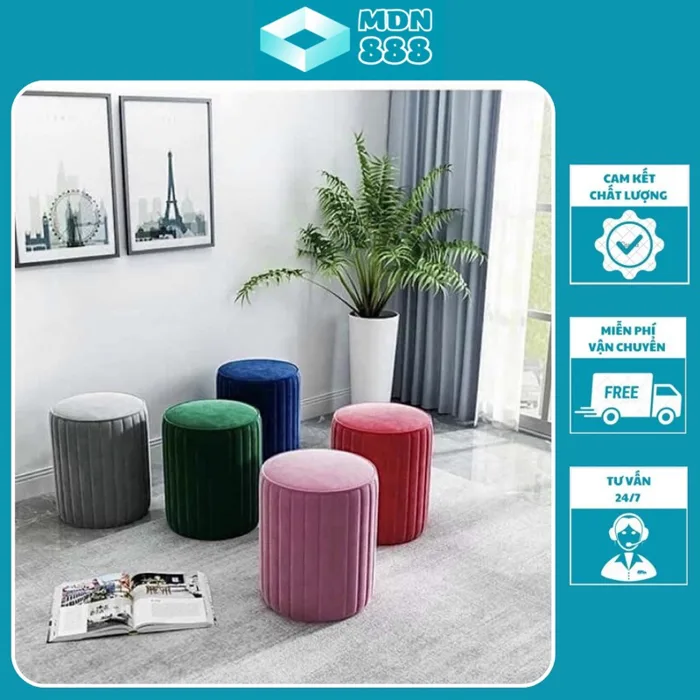 Ghế Đôn Nỉ Nhung Cao Cấp Nhiều Màu – Ghế Đôn Decor Phòng Khách, Phòng Ngủ,  Bàn Trang Điểm, Êm Ái Sang Trọng | Shopee Việt Nam