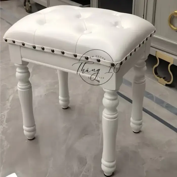 Mua Ghế Đôn Gỗ Chân Tiện, Mặt Ngồi Đệm Nhấn Nút Tân Cổ Điển Cao Cấp - Liên  Hệ Trước Khi Đặt Hàng Không Có Sẵn Chính Hãng Giá Tốt
