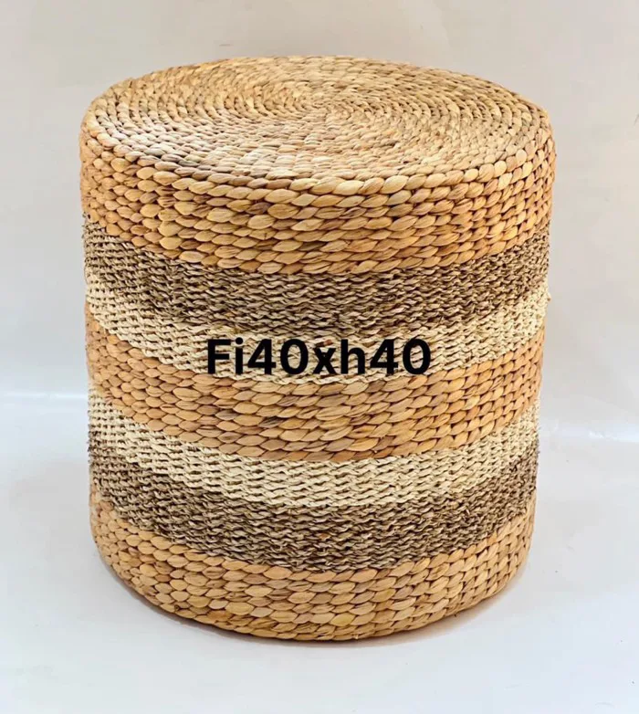 Ghế đôn tròn Decor - Ghế đôn lục bình mix cói D40xH40 - NineBegin