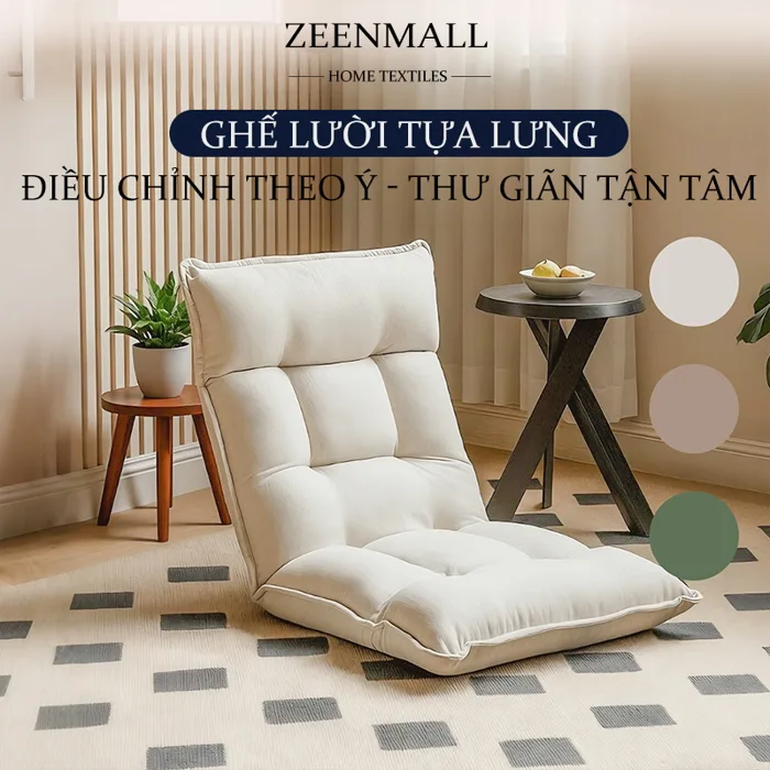 ZEEN Ghế Lười Tựa Lưng Điều Chỉnh Cao Cấp Êm Ái Decor Phòng 54*54cm