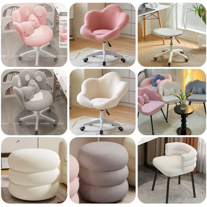 Ghế xoay tiểu thư và ghế xoay trong suốt 360 độ ngồi bàn trang điểm, quầy  lễ tân, ngồi bàn học bàn làm việc | Shopee Việt Nam