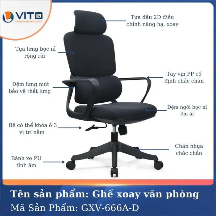 Ghế xoay văn phòng GXV-666A-D