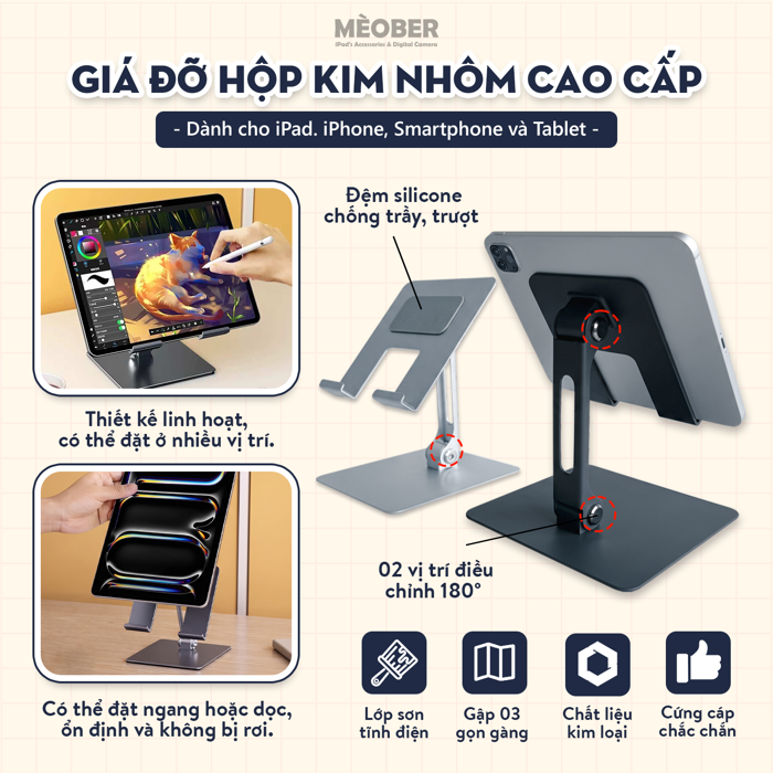 Giá Đỡ iPad, Điện Thoại, Máy Tính Bảng Gấp Gọn – MèoBer®