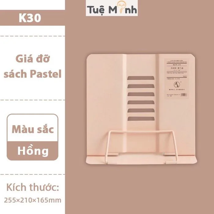 Giá đỡ kẹp sách kim loại Pastel K30 chống cận thị hiệu quả, decor bàn học