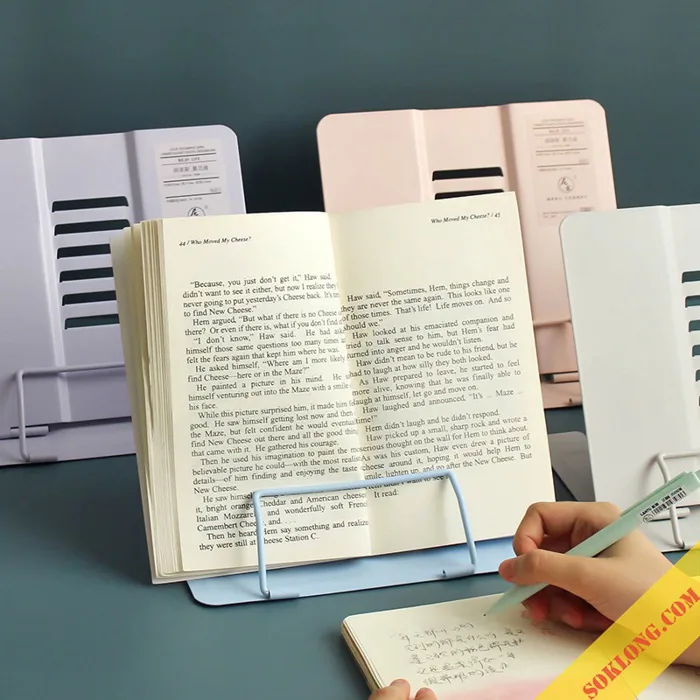 Giá đỡ, kẹp sách kim loại Pastel chống cận thị, trang trí bàn học K30 – Sổ  Klong