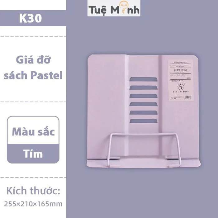 Giá đỡ kẹp sách kim loại Pastel K30 chống cận thị hiệu quả, decor bàn học