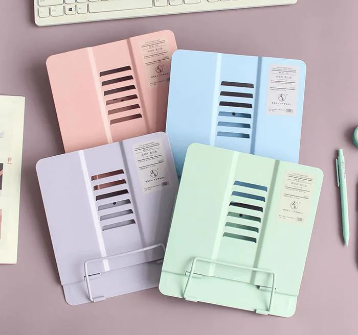 Giá đỡ kẹp sách kim loại Pastel K30 chống cận thị hiệu quả, decor bàn học